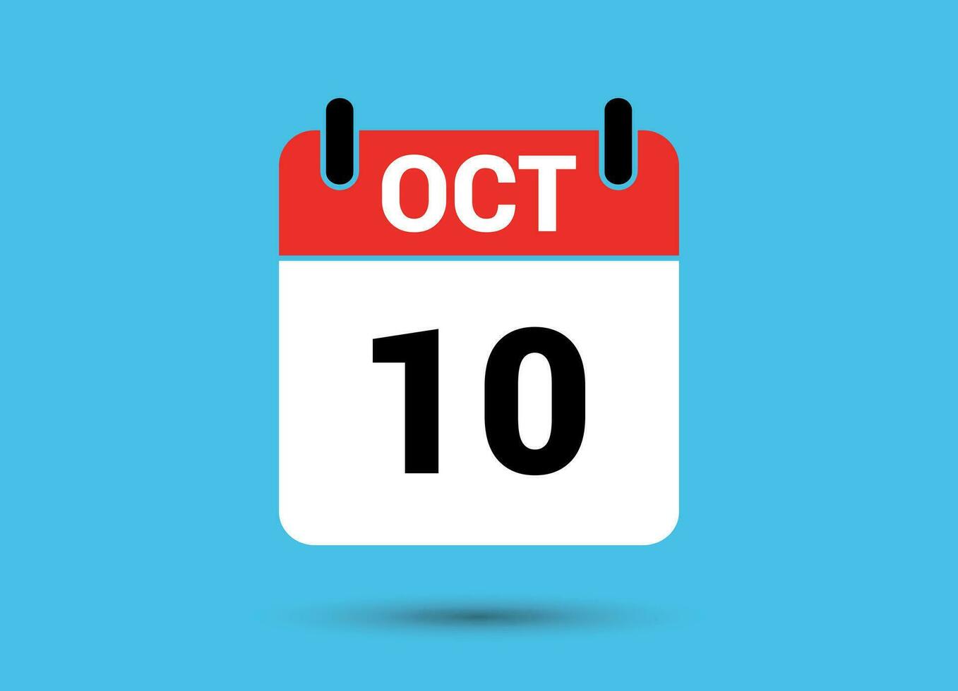 oktober 10 kalender datum platt ikon dag 10 vektor illustration
