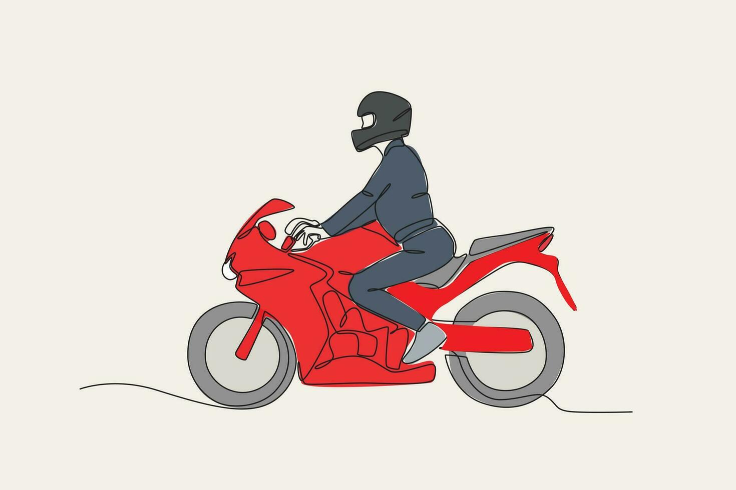 Farbe Illustration von ein Seite Aussicht von ein Motorradfahrer vektor