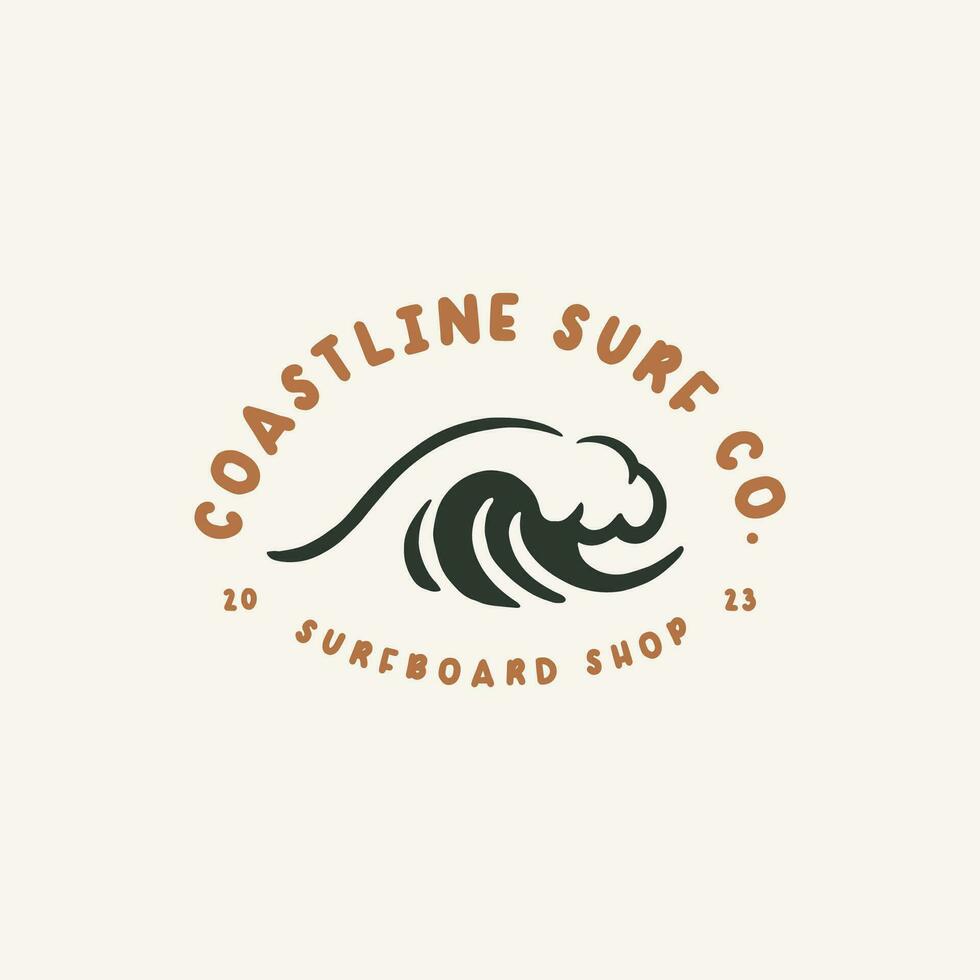 Wave-Logo-Design-Vorlage für Surfclub, Surfshop, Surf-Merch. vektor