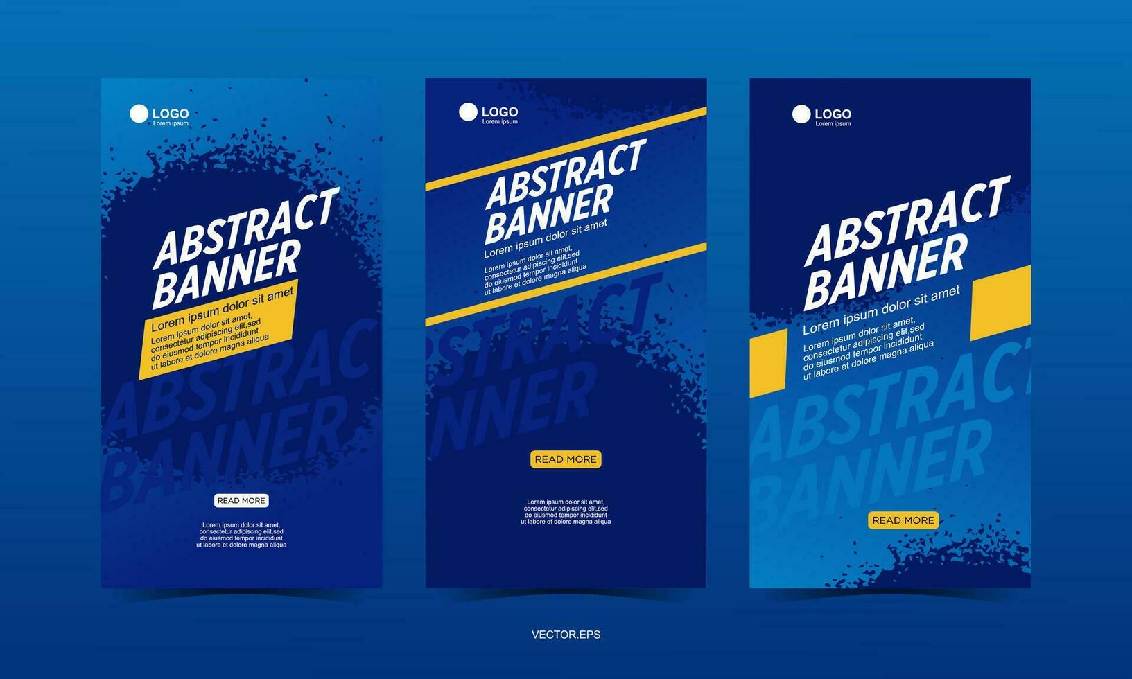 abstrakt Banner Design Vorlage einstellen mit Blau und Gelb Farbe planen vektor