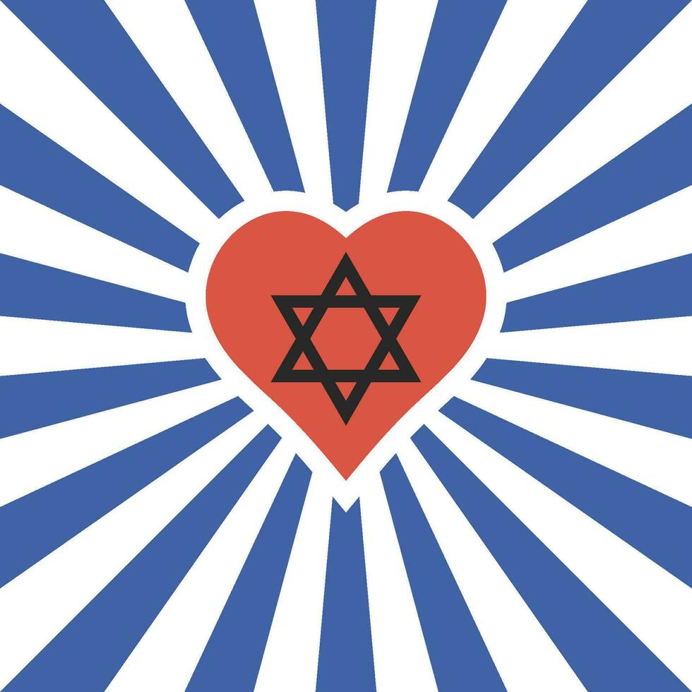 Hintergrund Symbol Strahlen Liebe und Unterstützung Israel, Herz Star David vektor