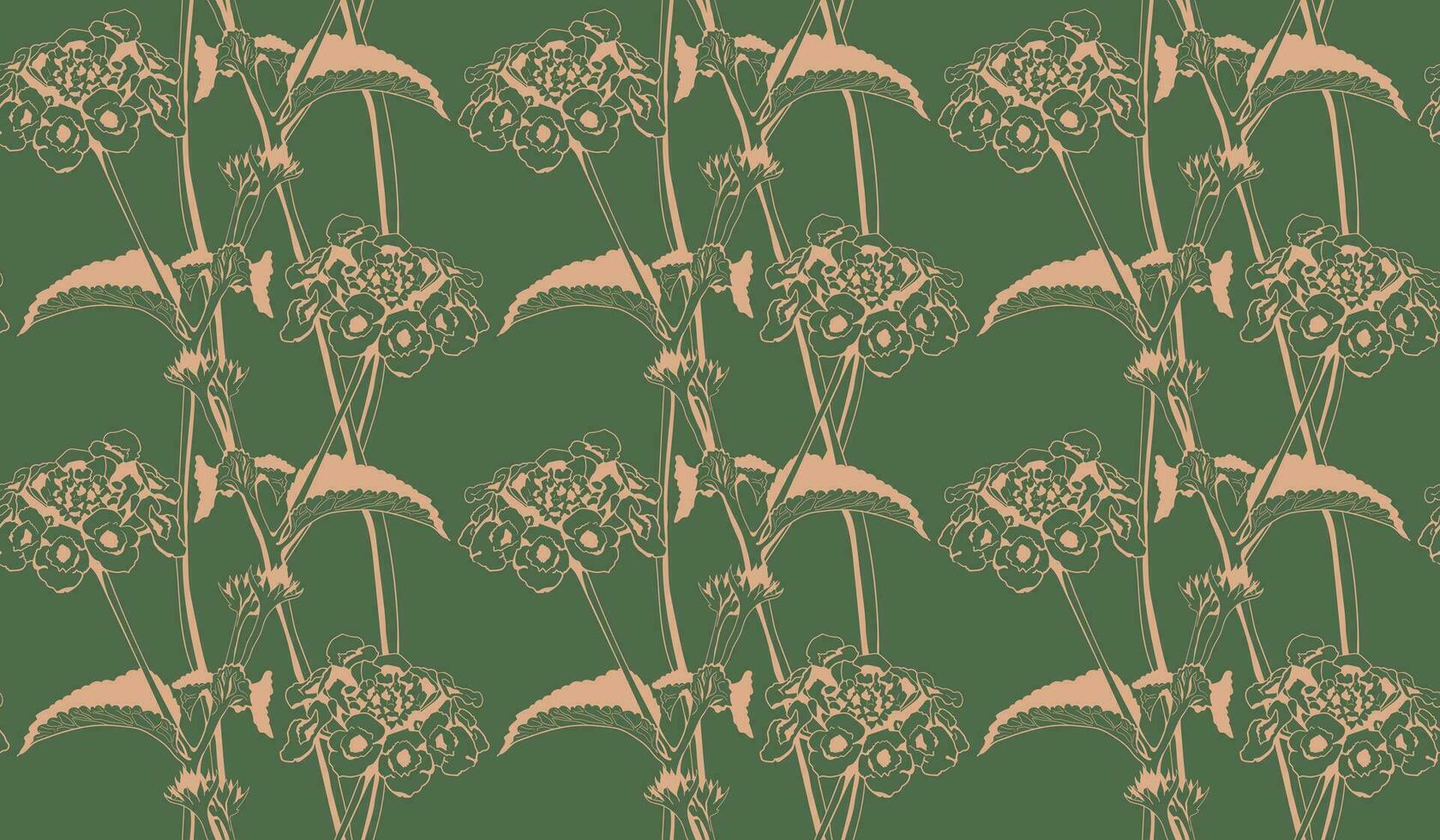 Blumenmuster nahtloser Vektorhintergrund. Laub- und Blumentapetendesign der Natur. vektor