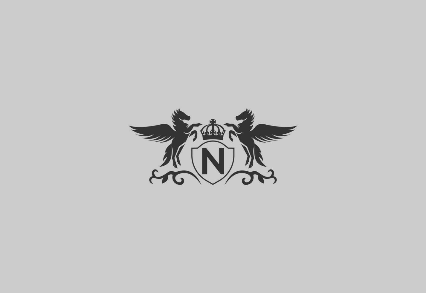 Brief n und Pegasus Logo Vektor. Pferd Logo. vektor