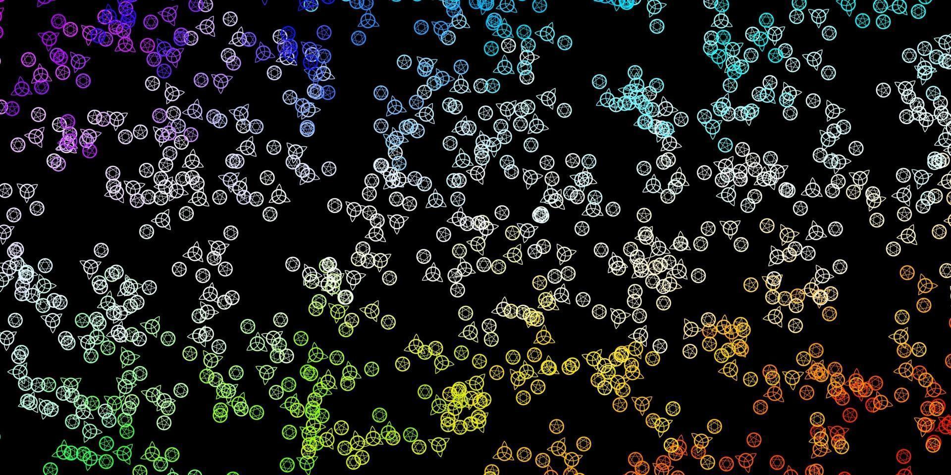 dunkler mehrfarbiger Vektorhintergrund mit Mysteriumsymbolen. vektor