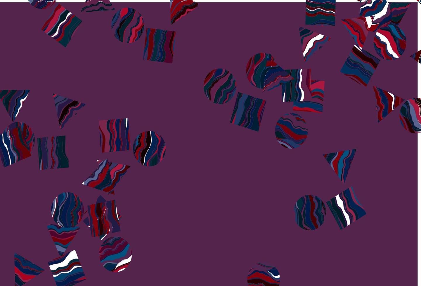 hellblauer, roter Vektorhintergrund mit Dreiecken, Kreisen, Würfeln. vektor