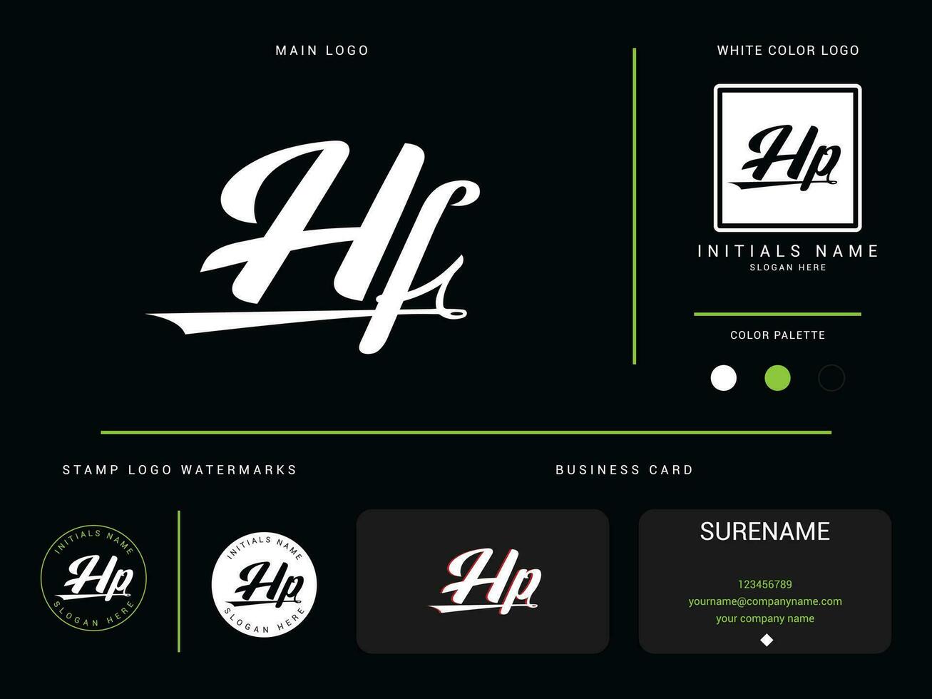 typografi hf kläder logotyp, första hp hf lyx mode Kläder logotyp för du vektor