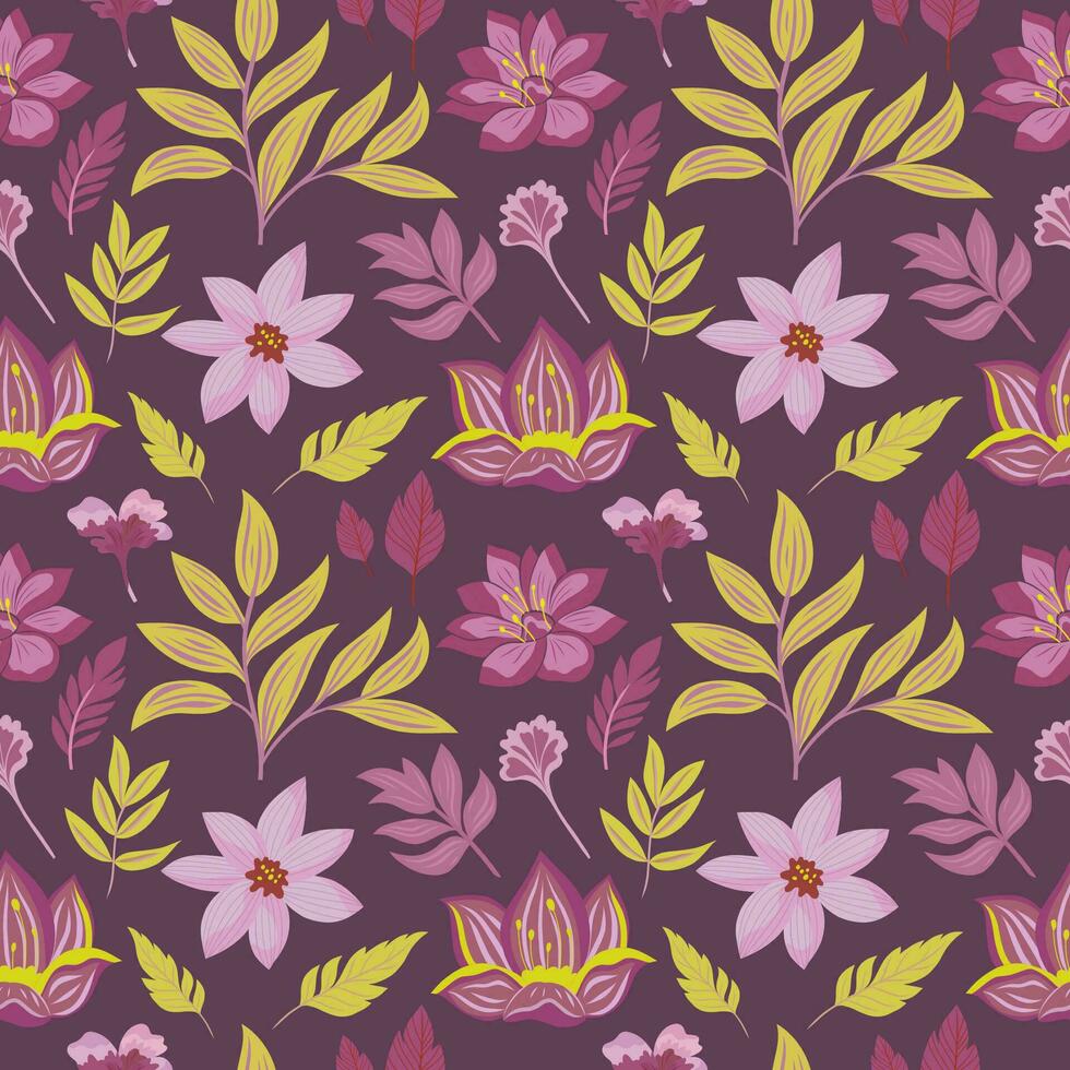 Blumen- nahtlos Muster mit Vektor Blumen und Blätter. Pastell- Farben, Jahrgang Dekoration. bereit zum drucken auf Textil, Verpackung Papier oder Hintergrund
