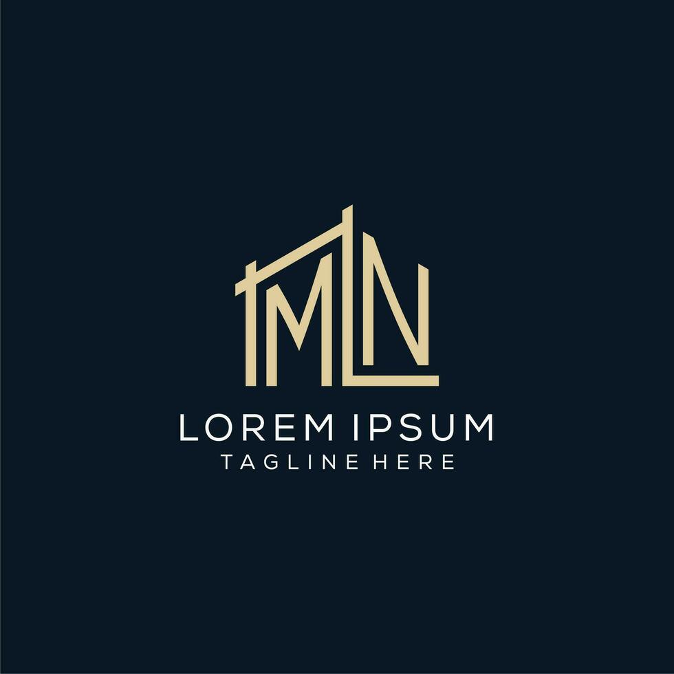 första mn logotyp, rena och modern arkitektonisk och konstruktion logotyp design vektor