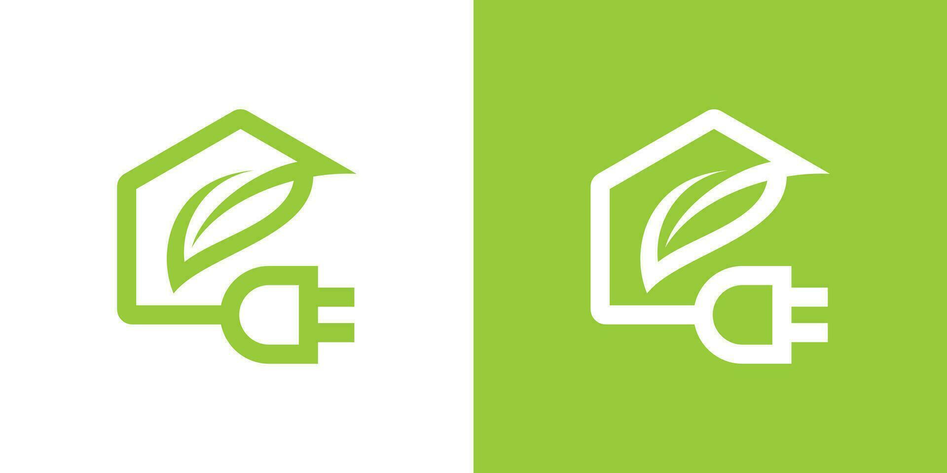logotyp design kombinerande de form av en hus med löv och pluggar. vektor