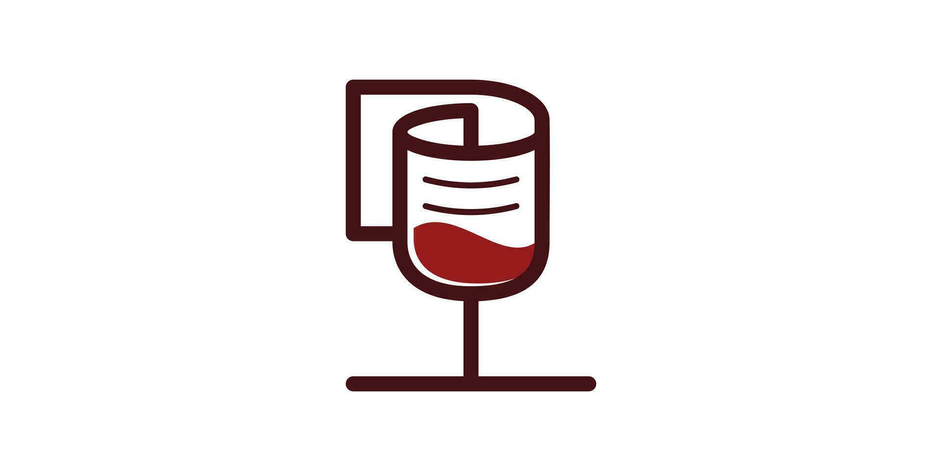 Logo Design kombinieren Papier Formen mit Wein Brille. vektor