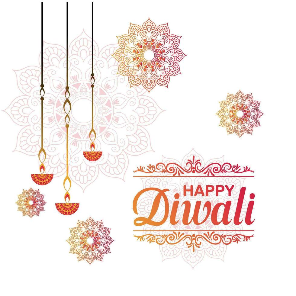 Lycklig diwali, festival av lampor, papper grafisk av indisk rangoli, gyllene lampor, färgrik dekorativ bakgrund, blå magenta bakgrund vektor