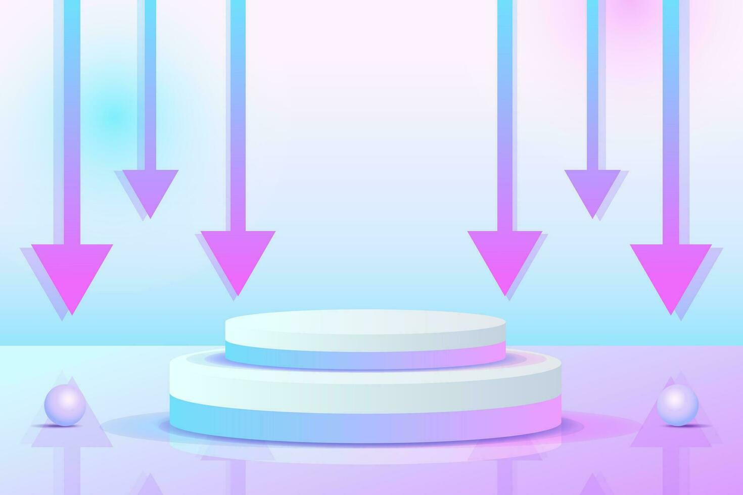 uppsättning lila blå violett 3d objekt cylinder piedestal podium visa lutning Färg minimal scen vektor
