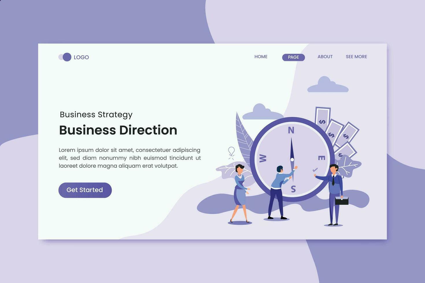 företag riktning marknadsföring landning sida vektor