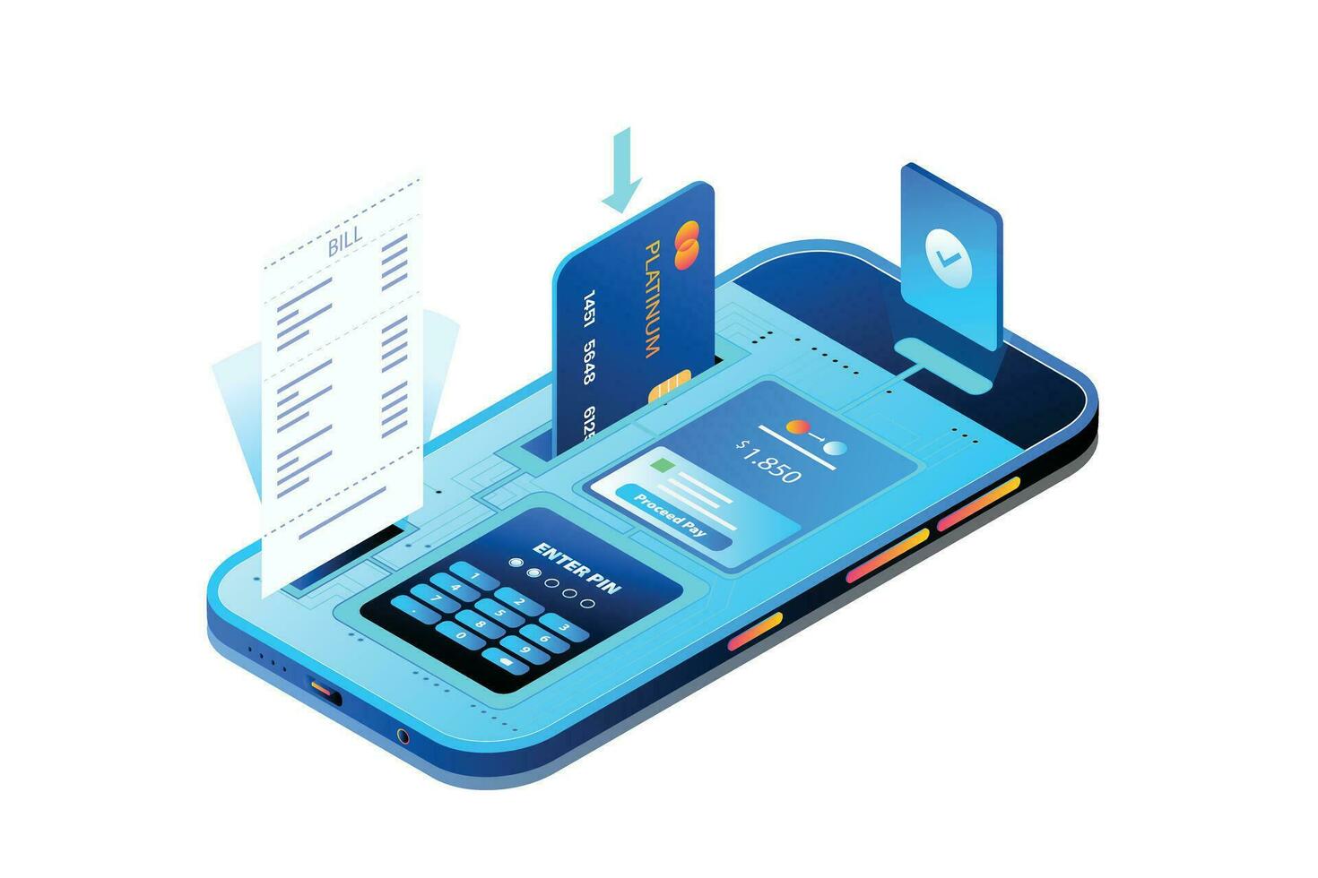 mobil bank betalning app isometrisk vektor