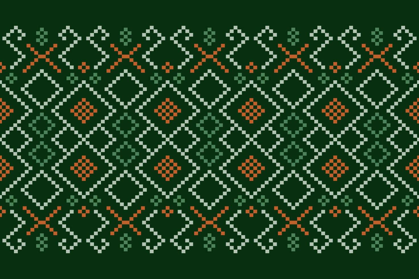 Grün Kreuz Stich bunt geometrisch traditionell ethnisch Muster Ikat nahtlos Muster Rand abstrakt Design zum Stoff drucken Stoff Kleid Teppich Vorhänge und Sarong aztekisch afrikanisch indisch indonesisch vektor