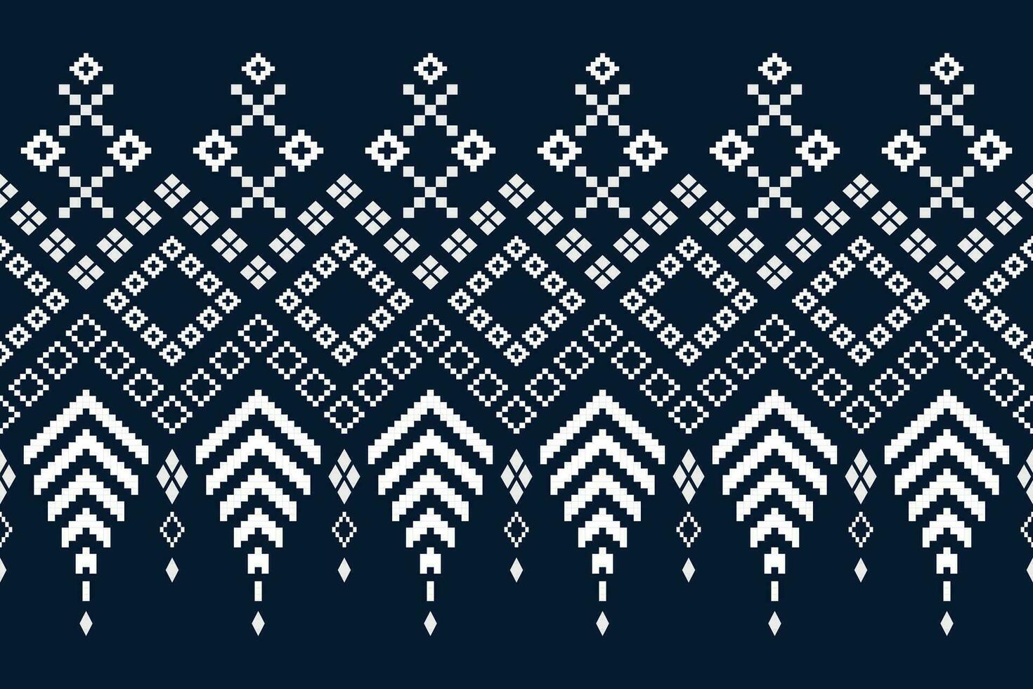 indigo Marin blå geometrisk traditionell etnisk mönster ikat sömlös mönster gräns abstrakt design för tyg skriva ut trasa klänning matta gardiner och sarong aztec afrikansk indisk indonesiska vektor