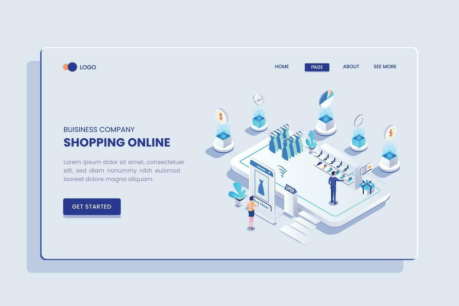 Einkaufen online isometrisch Vektor Konzept