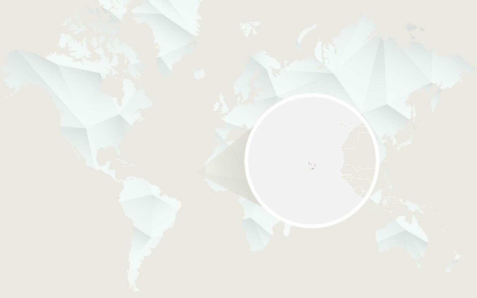 cape verde Karta med flagga i kontur på vit polygonal värld Karta. vektor