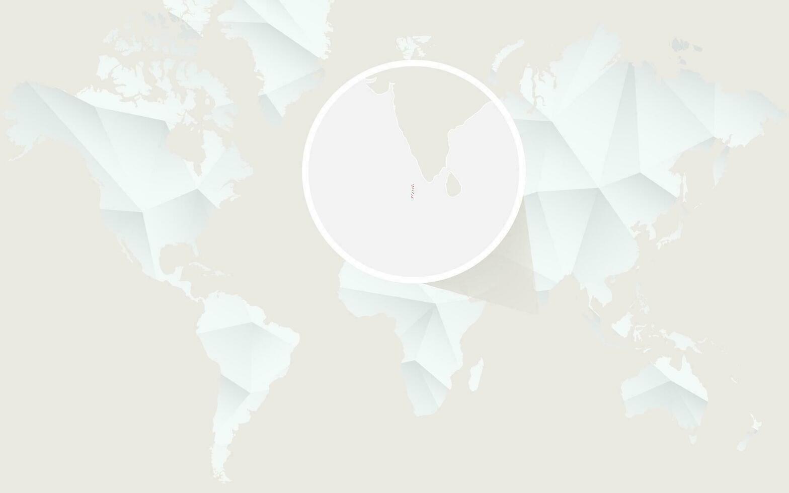 Malediven Karte mit Flagge im Kontur auf Weiß polygonal Welt Karte. vektor