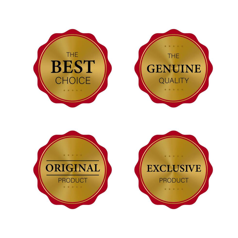 luxuriöse goldene Abzeichen und Etiketten Premium-Qualitätsprodukt vektor