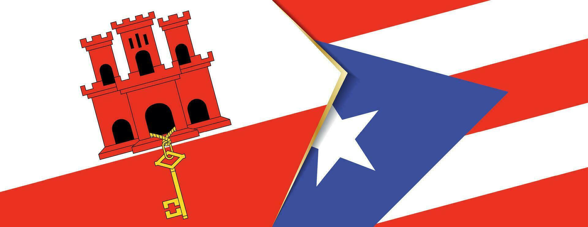 gibraltar och puerto rico flaggor, två vektor flaggor.