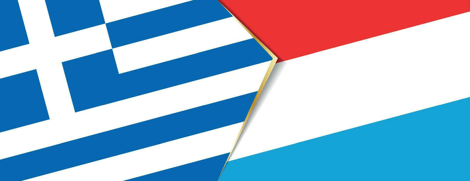 grekland och luxemburg flaggor, två vektor flaggor.