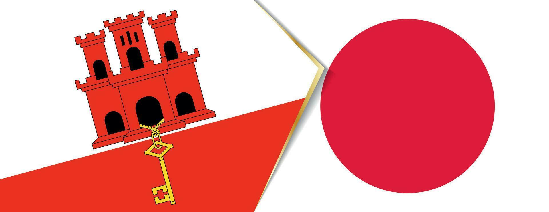 Gibraltar und Japan Flaggen, zwei Vektor Flaggen.