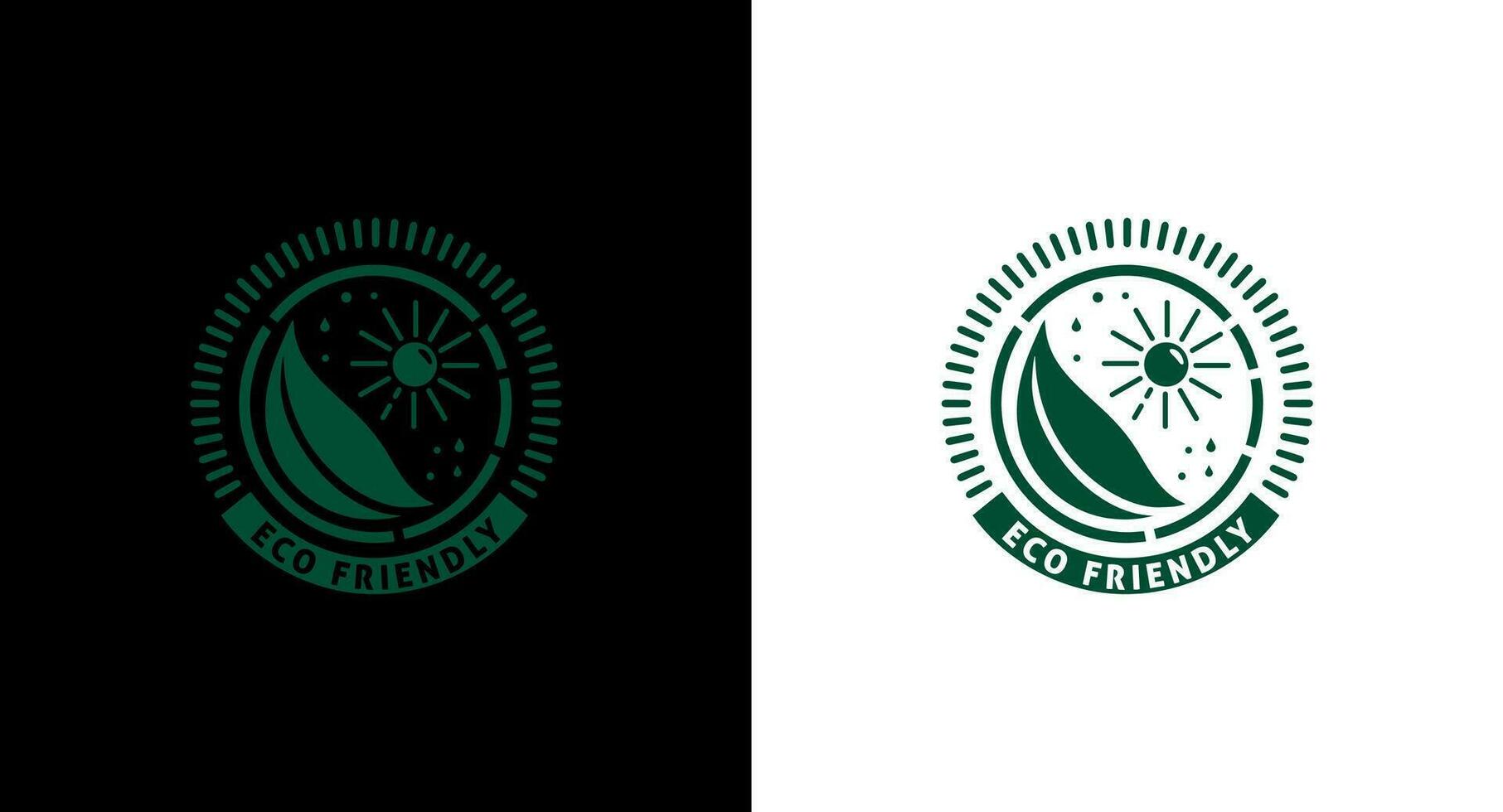 eco vänlig logotyp mall, grön blad med Sol vektor illustration