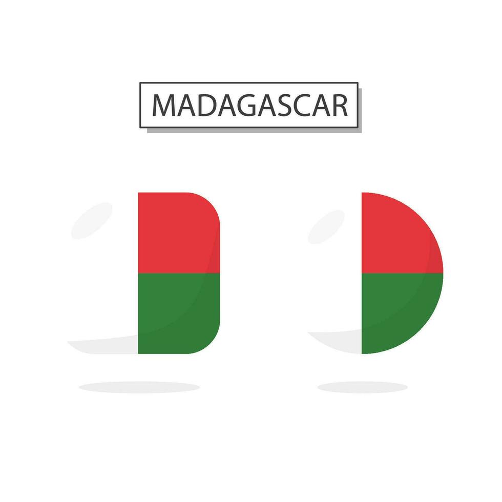 Flagge von Madagaskar 2 Formen Symbol 3d Karikatur Stil. vektor