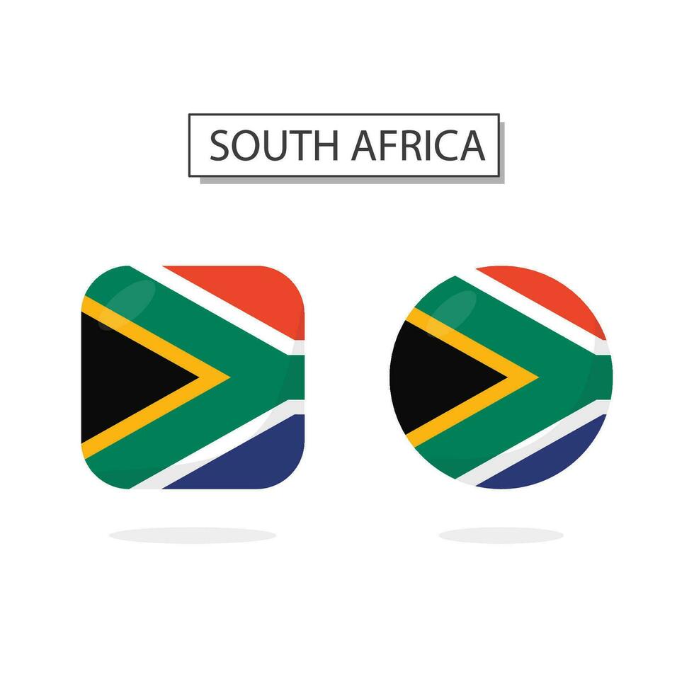 flagga av söder afrika 2 former ikon 3d tecknad serie stil. vektor