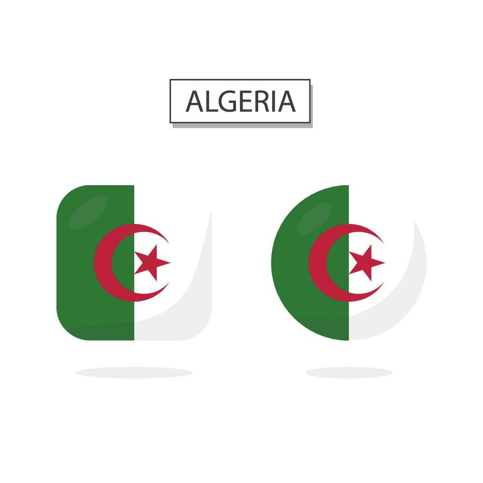 flagga av algeriet 2 former ikon 3d tecknad serie stil. vektor