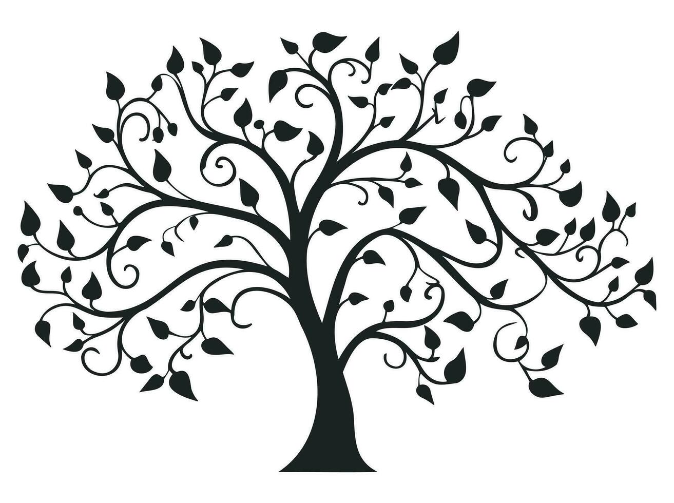 abstrakt beschwingt Baum Logo Design, Wurzel Vektor, Baum Logo, Baum von Leben Symbol auf Weiß Hintergrund, Mauer Dekor, Mauer Kunst vektor