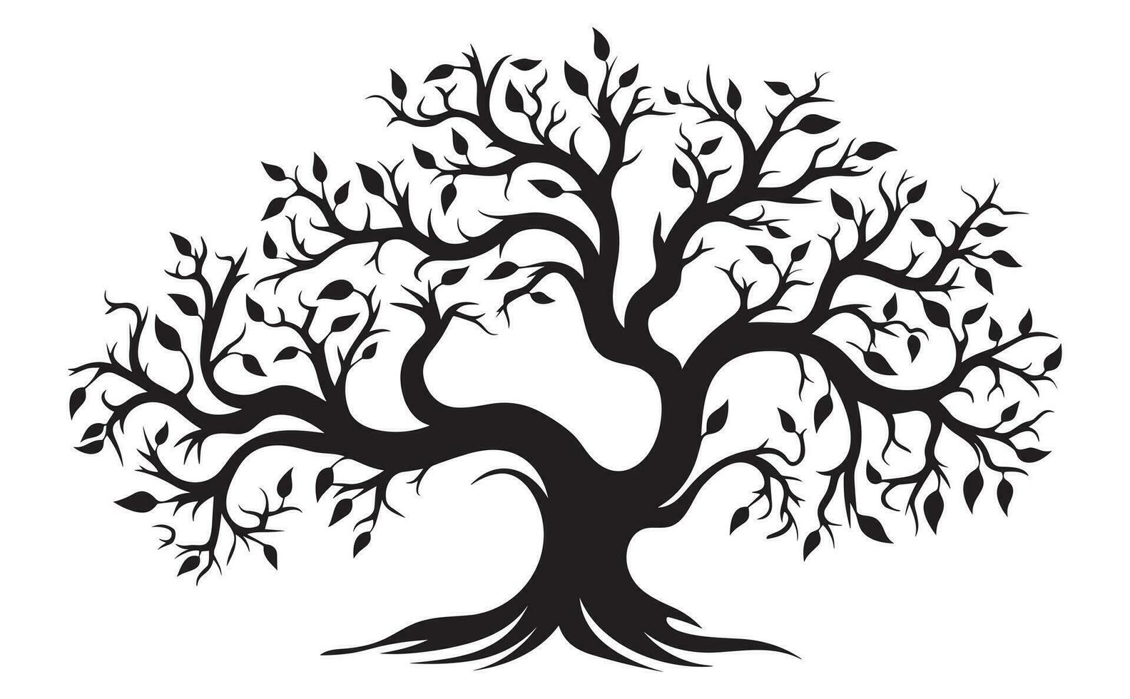 abstrakt vibrerande träd logotyp design, rot vektor, träd logotyp, träd av liv ikon på vit bakgrund, vägg dekor, vägg konst vektor