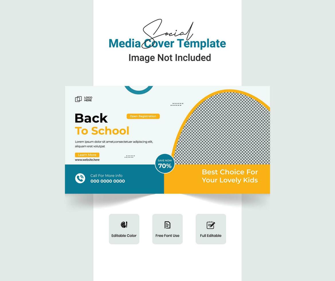 tillbaka till skola social media omslag mall, skola antagning social media omslag design. vektor