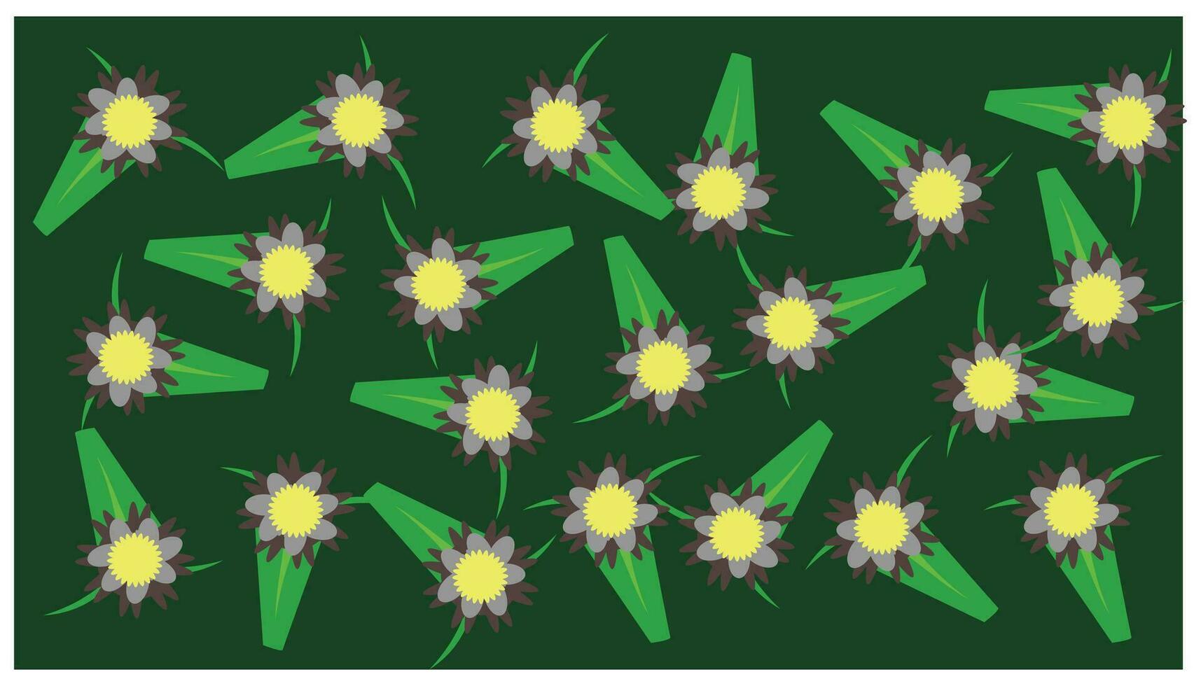 Blumen- Muster mit Blumen auf ein Grün Hintergrund. Vektor Illustration. abstrakt Hintergrund mit zufällig Pflanze Muster