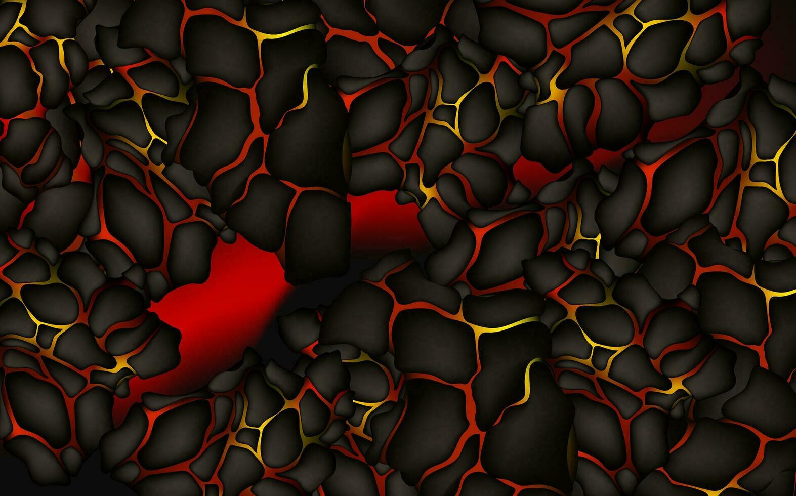 stilisiert abstrakt Hintergrund von Vulkan Magma glühen Textur im knacken Löcher.zerstört Erde Oberfläche und fließend Lava. vektor