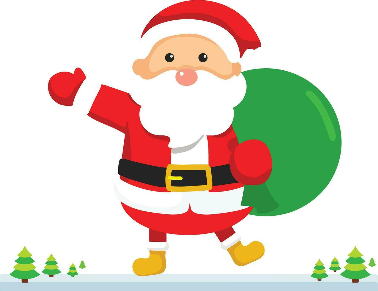 glücklich Santa claus mit Grün Geschenk Tasche vektor