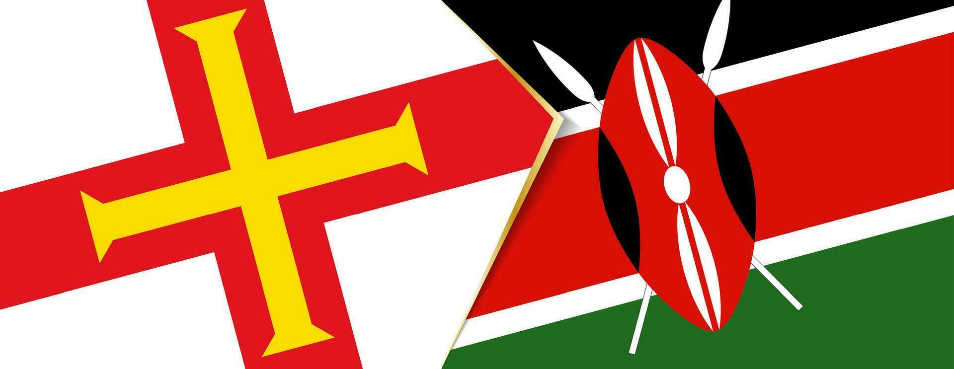 guernsey och kenya flaggor, två vektor flaggor.