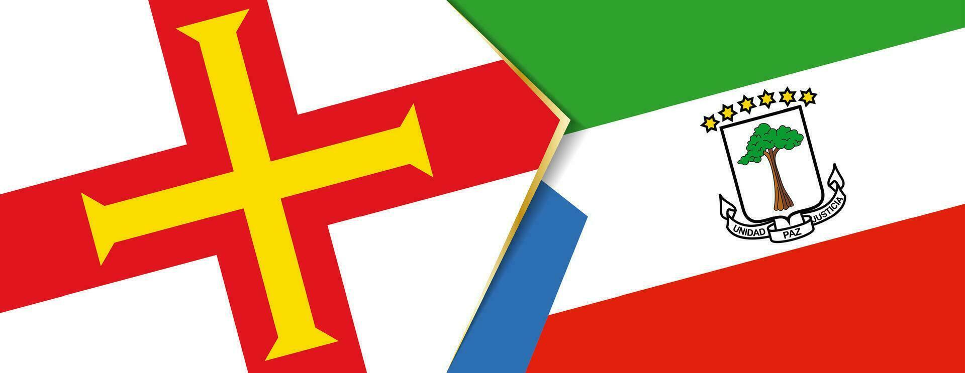Guernsey und äquatorial Guinea Flaggen, zwei Vektor Flaggen.