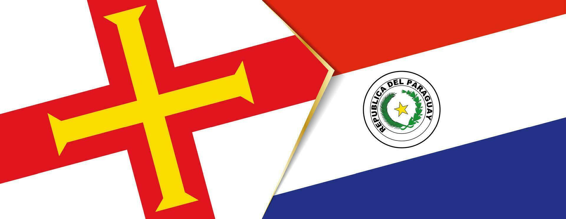 Guernsey und Paraguay Flaggen, zwei Vektor Flaggen.