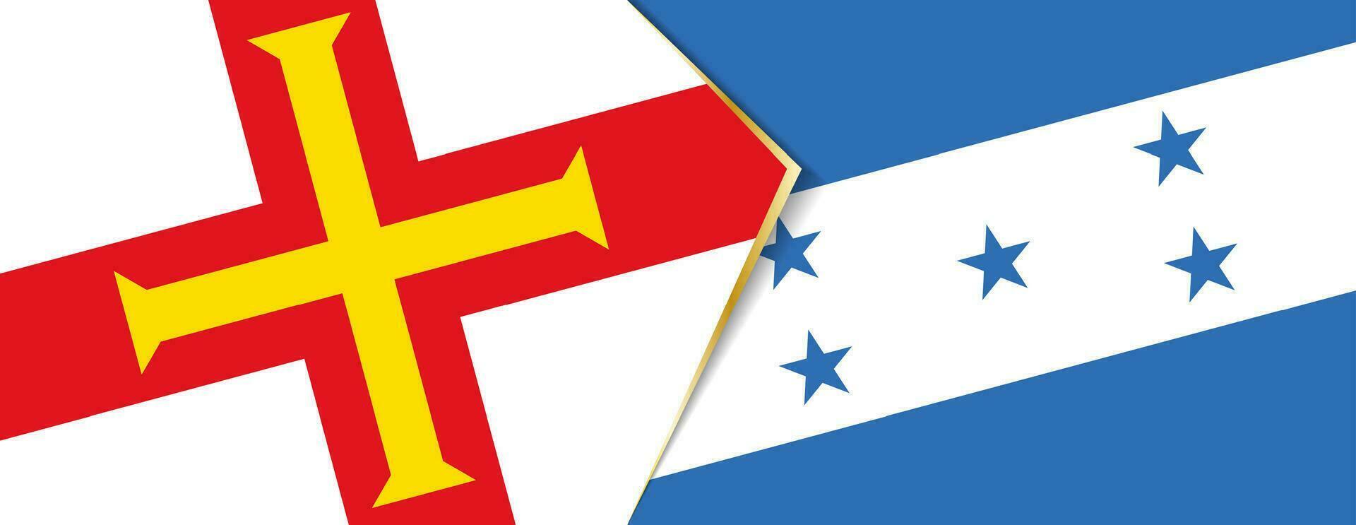 Guernsey und Honduras Flaggen, zwei Vektor Flaggen.