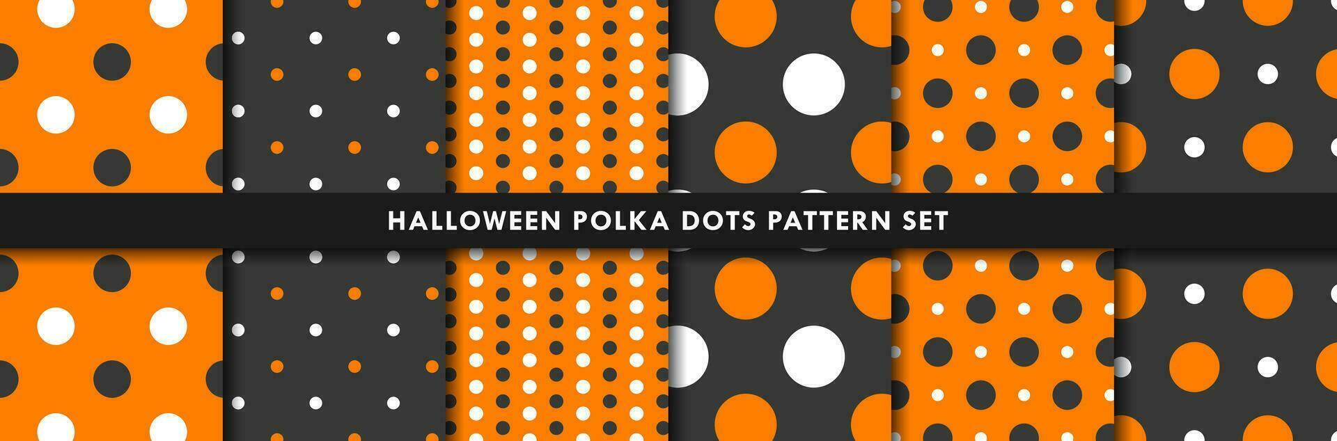 halloween polka punkt mönster bakgrund uppsättning vektor