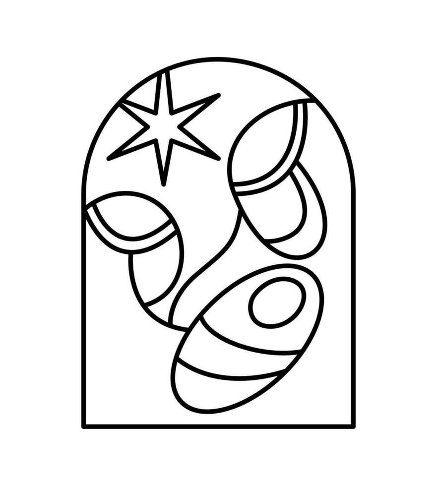 weihnachtsvektor christliche ikone religiöse krippe des jesuskindes mit maria und joseph. Logo-Illustrationsskizze. Gekritzelhand gezeichnet mit den schwarzen Linien, die auf weißem Hintergrund lokalisiert werden vektor