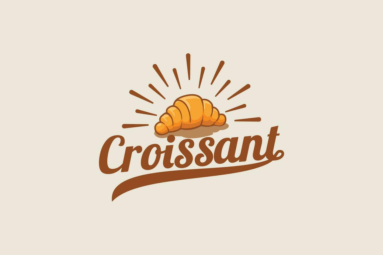 croissant logotyp med en kombination av en croissant och skön text i årgång stil. vektor
