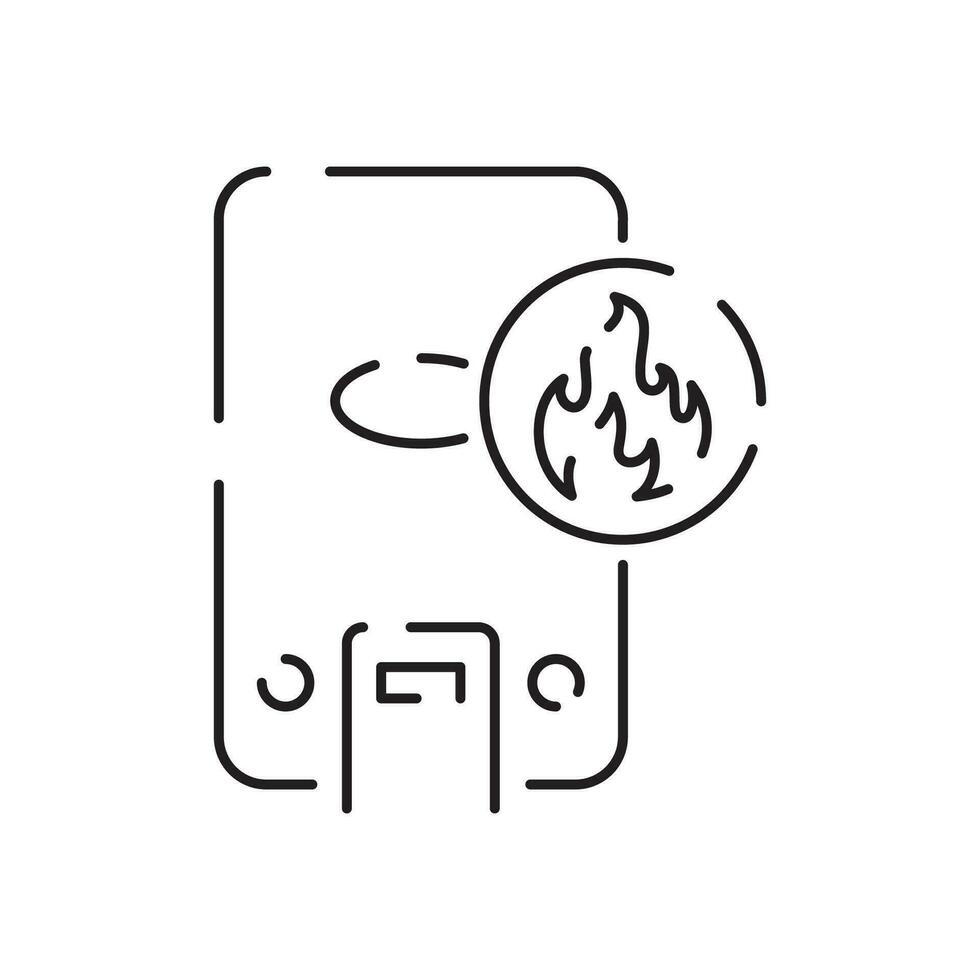 hus uppvärmning linje ikon. tunn kontur symbol. pannor, radiatorer och termostater. gas, elektrisk, fast bränsle, pellets, sol- pannor. isolerat vektor översikt illustrationer. redigerbar stroke.