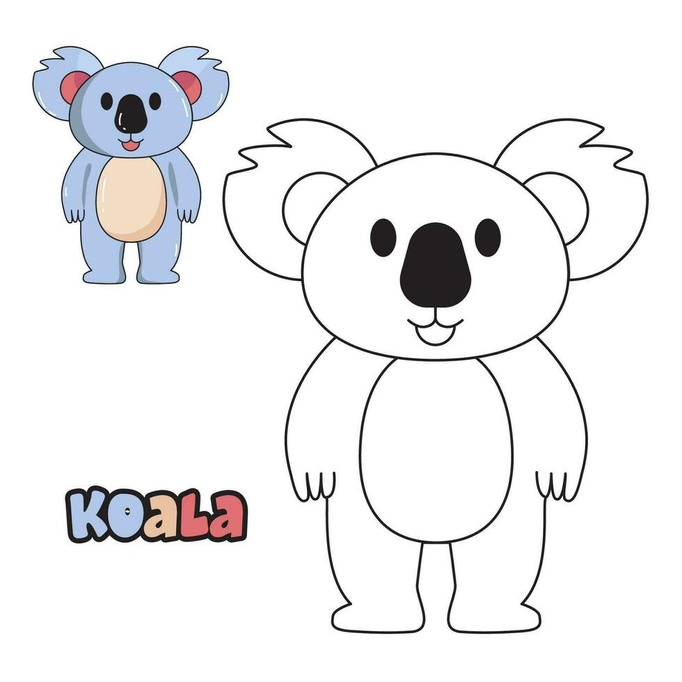 vektor illustration. färg bok , färg koala. tecknad serie djur. ClipArt uppsättning för barnkammare affisch, öva Kompetens