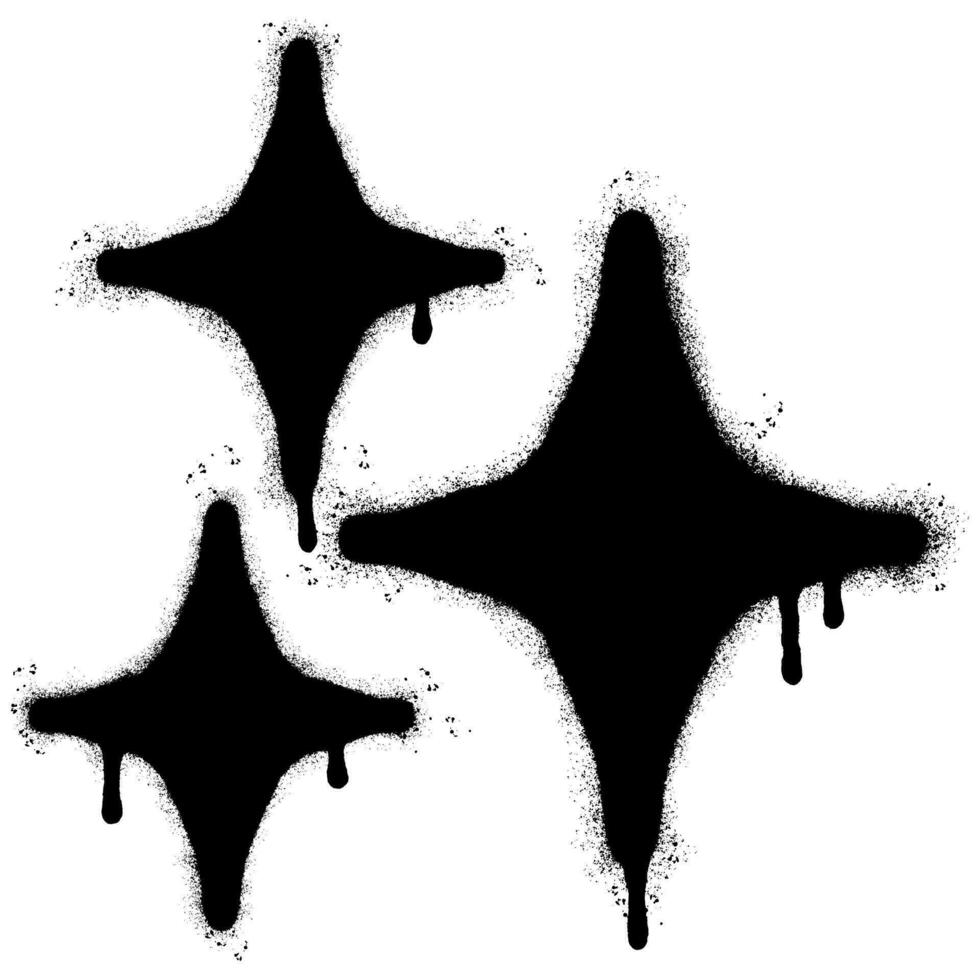 sprühen gemalt Graffiti Sterne funkeln Symbol Symbol gesprüht isoliert mit ein Weiß Hintergrund. Graffiti leuchtenden platzen mit Über sprühen im schwarz Über Weiß. vektor
