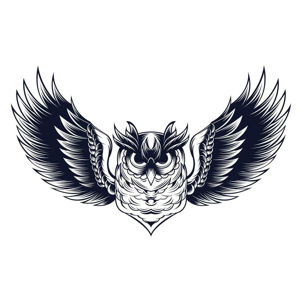 fliegend Eule mit öffnen Flügel und Krallen Logo Vektor
