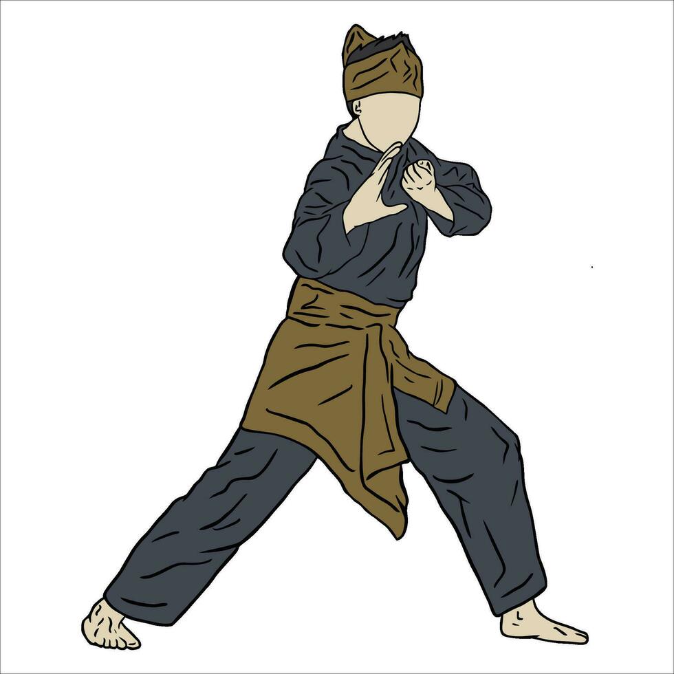 pencak silat Vektor Illustration Aktion Pose jurus silat