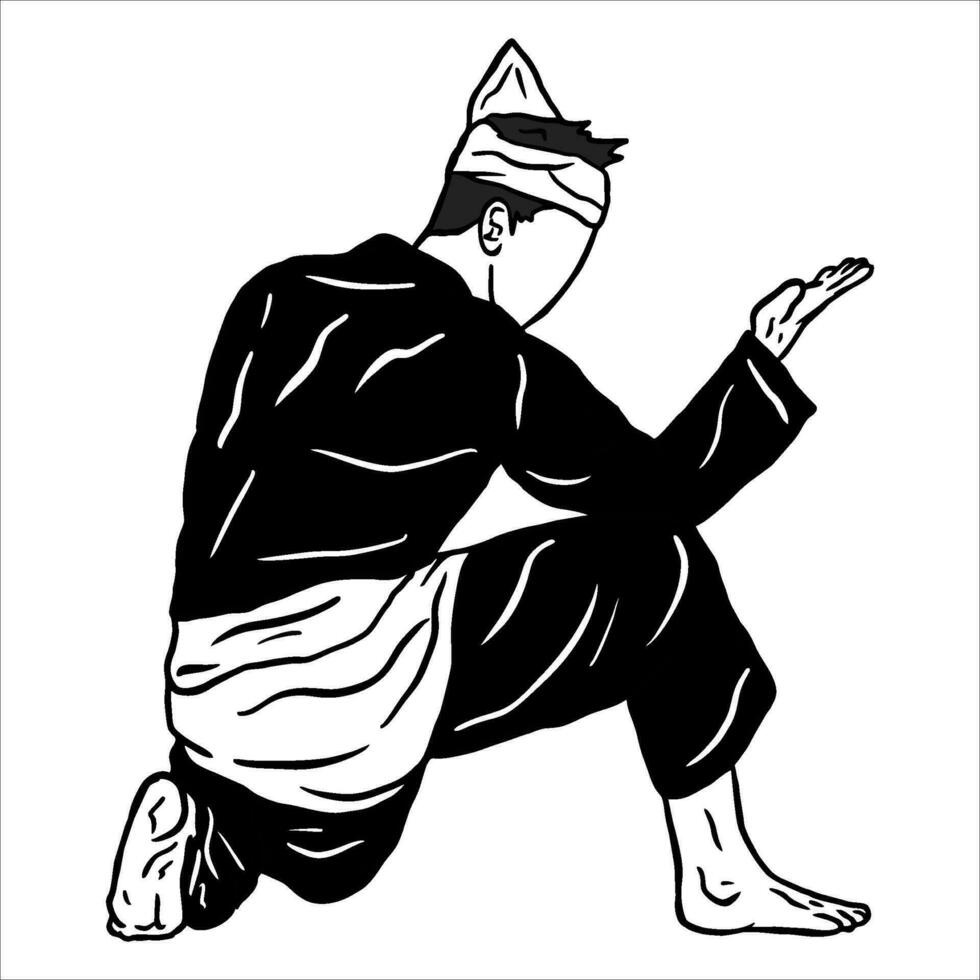 pencak silat Vektor Illustration Aktion Pose jurus silat